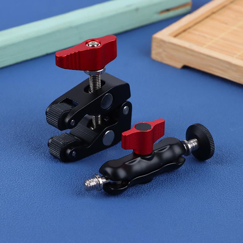 Зажим из алюминиевого сплава с двойной шаровой головкой Magic Arm Clamp 1/4'' 3/8'' отверстие для телефона видео крепление камеры монитора светодиодная подсветка микрофона