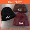 Warmth Unisex Knitted Beanie Hat With Letter Embroidery For Autumn Wear Winter
