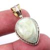 Natural Aquamarine Gemstone 925 Solid Sterling Silver TwoTone Pendant 1.25" f8T76