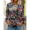 Women's White Long-sleeved Tops Round Neck Casual Tops 3d Printed Flowers Fashion Stickers Printed Women's Long-sleeved T-shirt