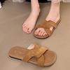 Мода 2025 Новые Летние Осенние Женские Сандалии с Перекрещенными Ремешками и Узлом, Нескользящие, На Плоской Подошве, Повседневные, Для Курорта, Пляжа, Отдыха на Открытом Воздухе, Гавайи, Однотонные Шлепанцы