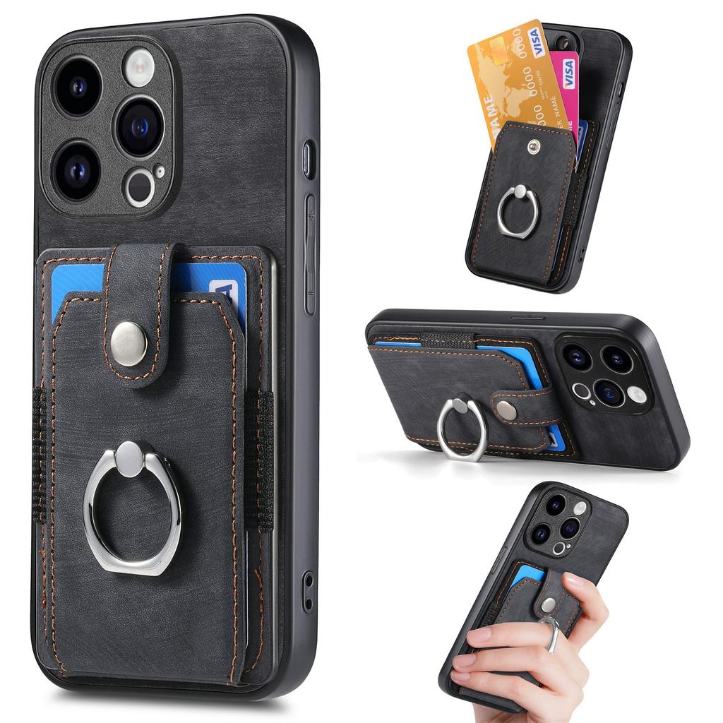 PU Leather Magnetic Card Wallet Ring Holder Phone Case for iPhone 15 14 Plus 13 12 11 Pro XSMAX for Samsung S23 S22 S21 Ultra Plus A05 A14 A54 A13 A53