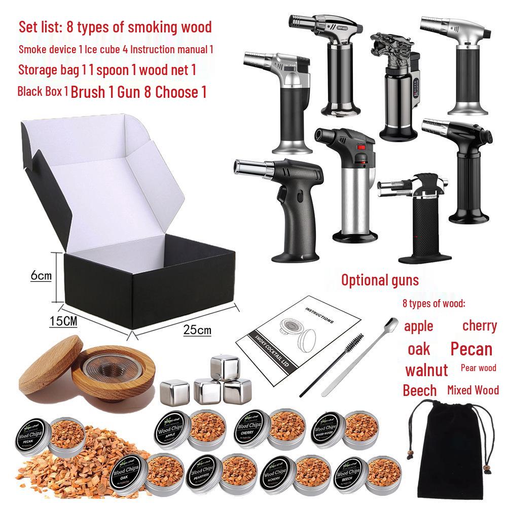 Набор для копчения коктейлей из дуба с щепой и крышкой