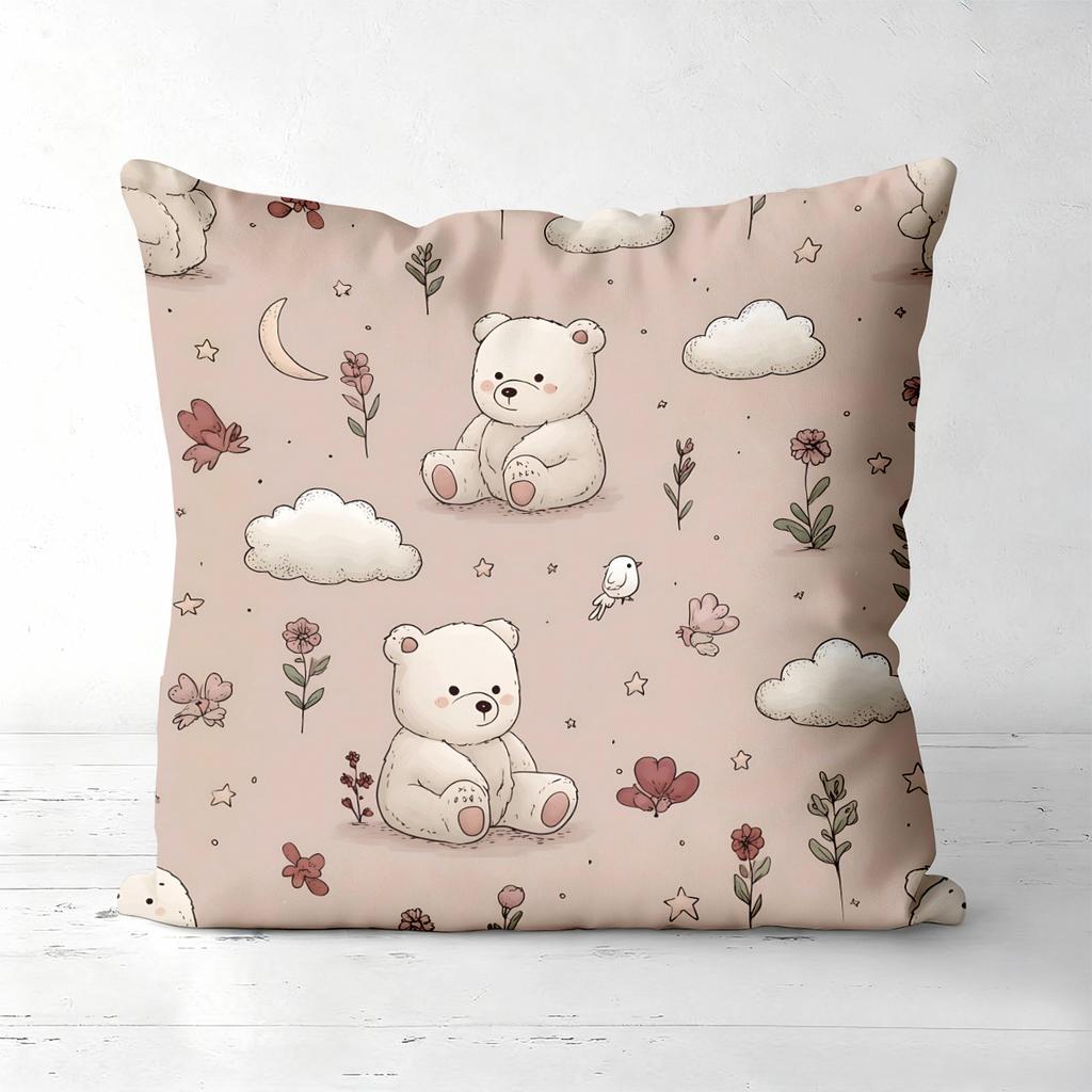 1 Pieces Cute Bear Cloud Flower Pattern Throw Pillow Polyester pillowcase, sofa decorative cushion cov Headboard Pillow