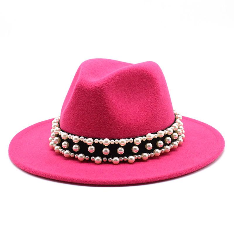 Jazz Hat, Pearl Top Hat, Женская модная мужская и женская шерстяная шляпа