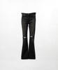 KAMIYA Distressed Slim Bootcut Denim Pants - Black