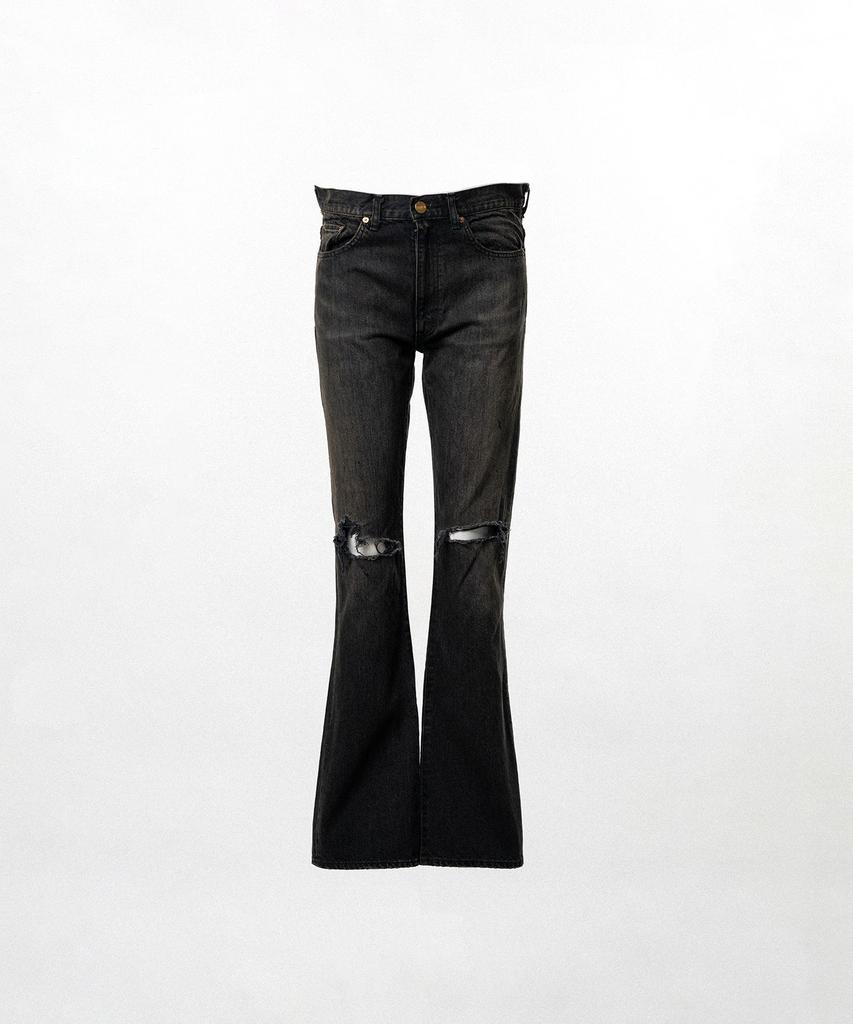 KAMIYA Distressed Slim Bootcut Denim Pants - Black