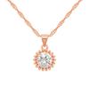 Оригинальный дизайн Минималистское ожерелье Подсолнух Розовое золото Блестящие бриллианты Ретро-элемент Ожерелье Подсолнух