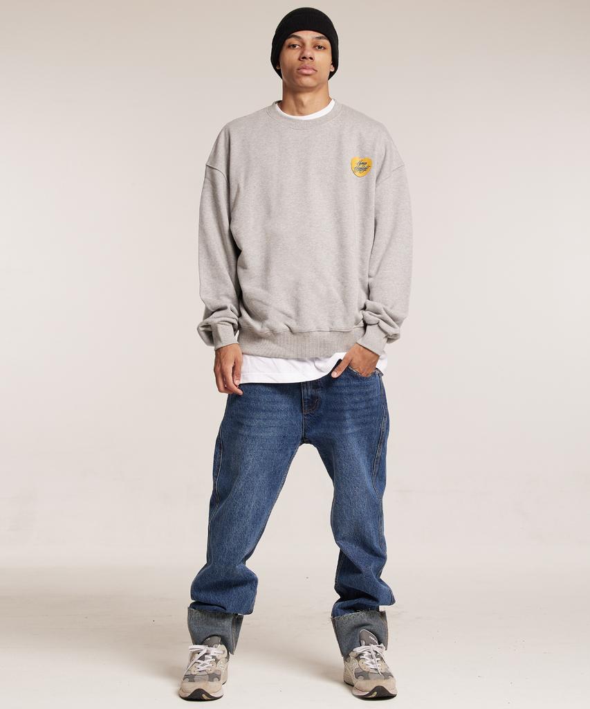 CREAM SODA LAB Human Highlight Sweatshirt Small Heart Gray Yellow