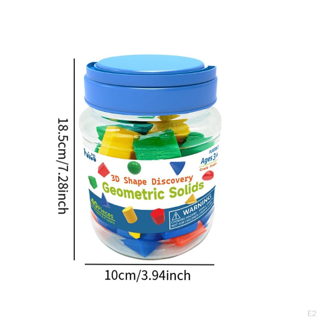 60Pcs 3D Geometric Solids,Learning Toys,Math Helper,Light Geometry Beginnings Shapes