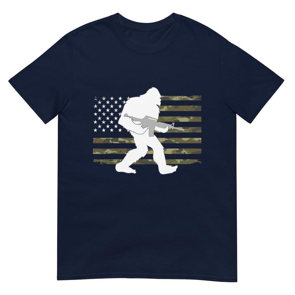 Bigfoot Gun Owner Camo Us American Flag Sasquatch Ar15 Rifle Tshirt