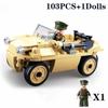 103 шт. военная модель автомобиля-амфибии времен Второй мировой войны, кирпичи, фигурки солдат, строительные блоки, наборы, обучающие игрушки «сделай сам» для детей, подарки
