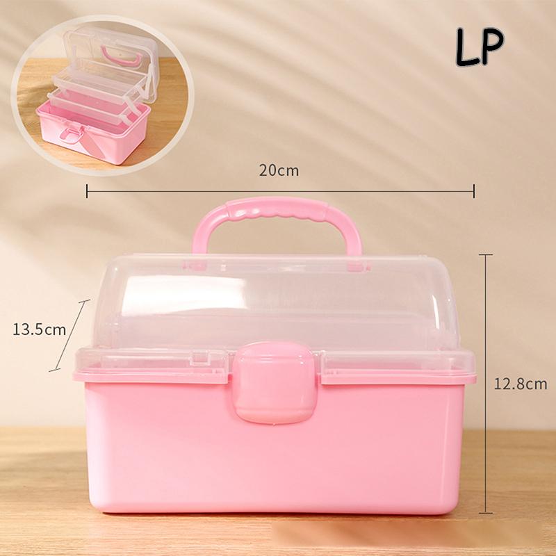 3-Tier Foldable Storage Box Children's Hair Accessories Organizer with Handles- Cute Jewelry Case Portable Medicine Cabinet