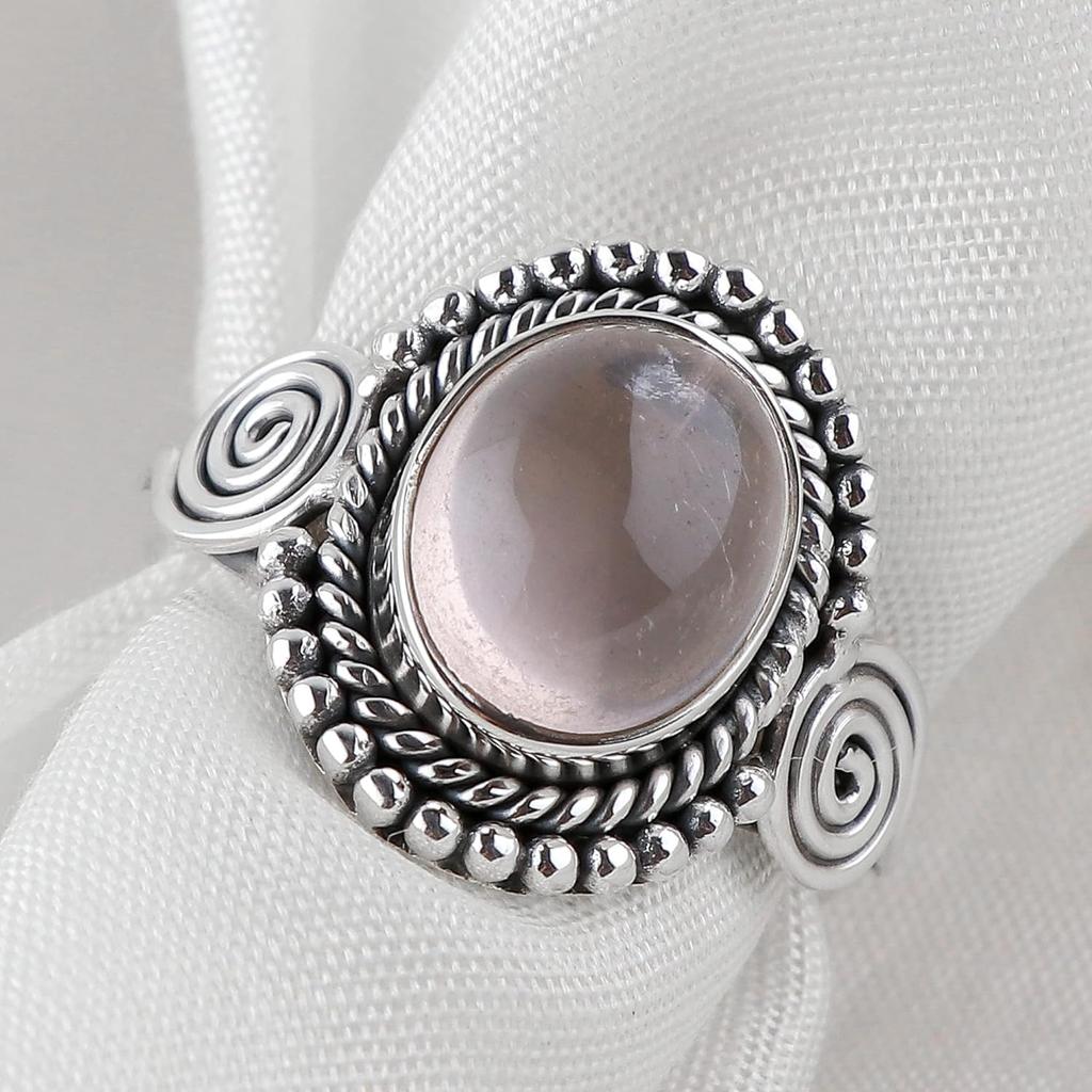 Кольцо с розовым кварцем и драгоценным камнем из цельного серебра 925 пробы для женщин, эффектное кольцо, кольцо с камнем по дате рождения, серебряные украшения