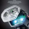 USB Rechargeable Solar LED Bike Headlight and Horn 3 Lighting Modes Handlebar Mounted