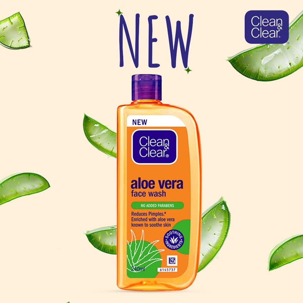 CLEAN & CLEAR Гель для умывания с алоэ вера 240 мл Упаковка 1 Мягкий ежедневный уход за кожей для чистого сияющего лица
