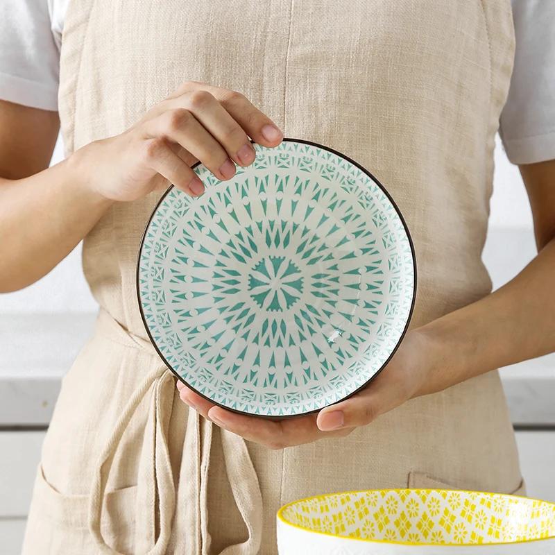 1 шт. японская посуда керамическая миска одинарная студенческая общежитие миски фруктовый салат суп рис популярная в сети миска для лапши ноль отходов