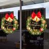 Yousheng Christmas Window Clings Large Christmas Wreath Decals with Bow Bells Balls Xmas Static Stickers for Glass Holiday Home Office Stores Decor