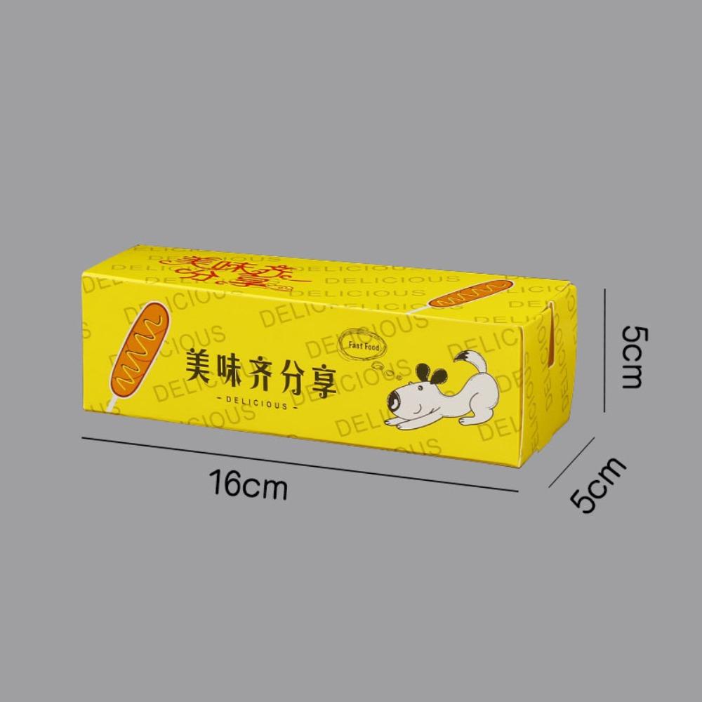 100PCS Disposable Hot Dog Packaging Box Paperboard Boat Shape Sausage Snack Boat Box Food Grade Eco-Friendly Takeaway Container