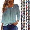 Жен. Футболка Футболка С принтом Пуговицы Рукав 3/4 Повседневные Выходные Мода Классический Классический Верх
