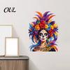 Day of The Dead Wall Decals Skull Fairy Feathers Floral Sticker, Themed Versatile DIY Room Decoration PVC Decals, Waterproof Colorful Art Sticker for