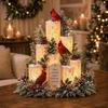 Christmas Cardinals Table Centerpiece Lighted Centerpiece, Memorial Red Bird Figurine, Light Up Ornament for Home Mantel, Sympathy Remembrance