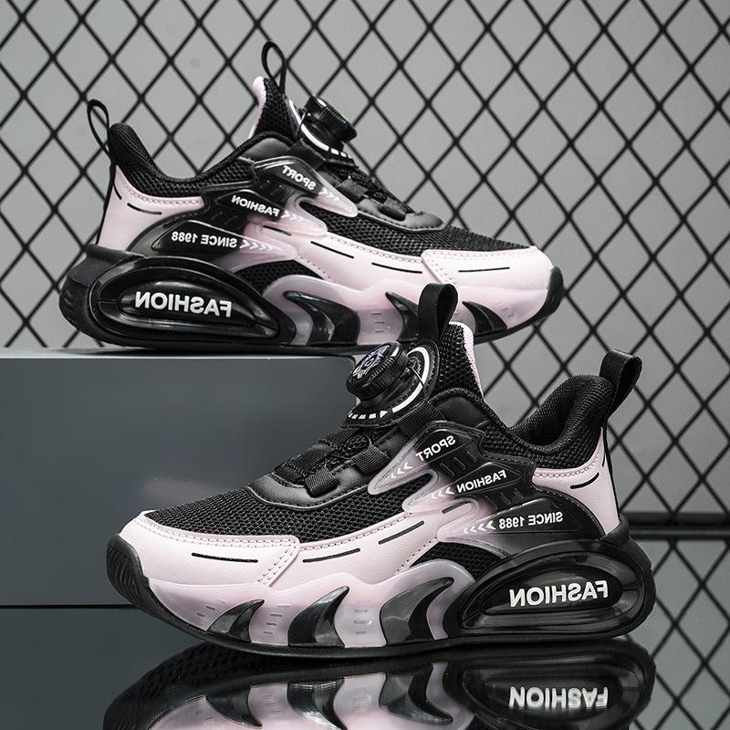 Children's Rotating Buckle Classmate Spring and Autumn Breathable Mesh Sports Shoes Boys Versatile Fashion Running Shoes Entity