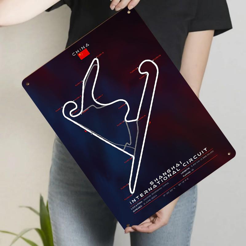 Shanghai International Circuit Track Map Metal Tin Sign Home Decor Racing Fan Collectible Souvenir