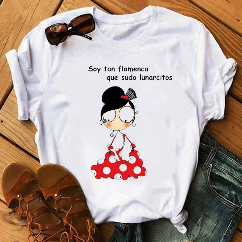 Unisex T Shirt Flaunisexgo Dance Cartoon Girl Printed Shirts Fashion Oneck Femme Tshirts Cute Tops Tees Unisex Aesthetic Clothes