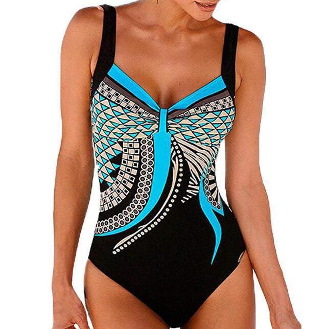 Tengwei Gradient Print Plus Size Sexy One-Piece Swimsuit for Women