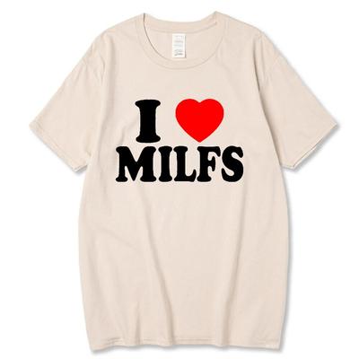 Футболки с принтом «I Love MILFS I Heart Hot Moms» унисекс, женские хлопковые повседневные футболки с короткими рукавами в стиле Харадзюку, модные футболки унисекс