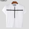 INCERUN Summer Men's O-neck Short Sleeve Stitching Slim T-shirts Splits Tops