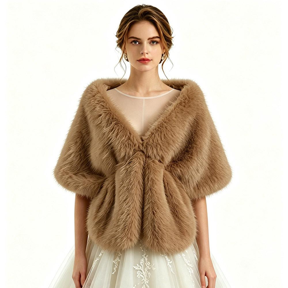 Imitation fur shawl lapel bride cheongsam European and American autumn and winter imitation fox fur cape shawl female spot