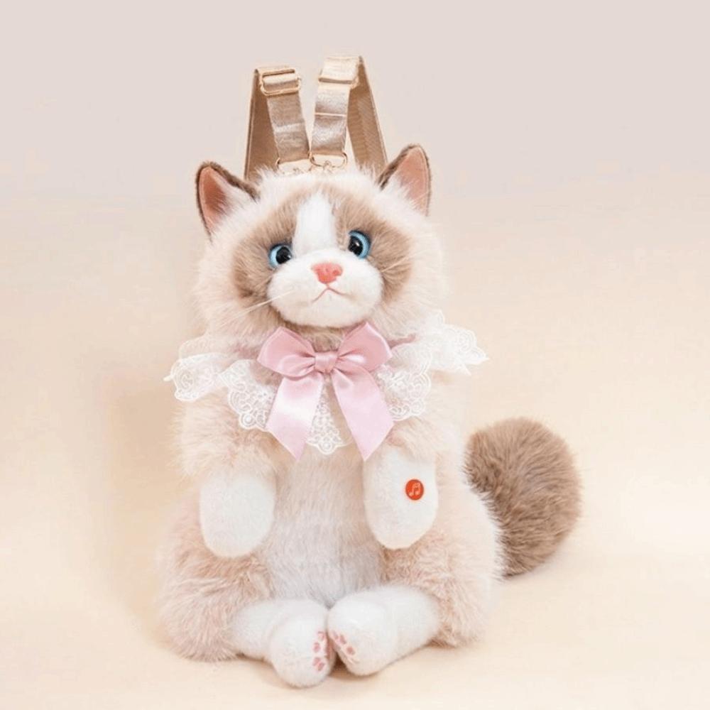 Новый реалистичный кукла-кот, имитирующая кота, рюкзак-кот, мягкий пушистый, милый мультяшный кот, рюкзак, сумка через плечо, повседневный рюкзак