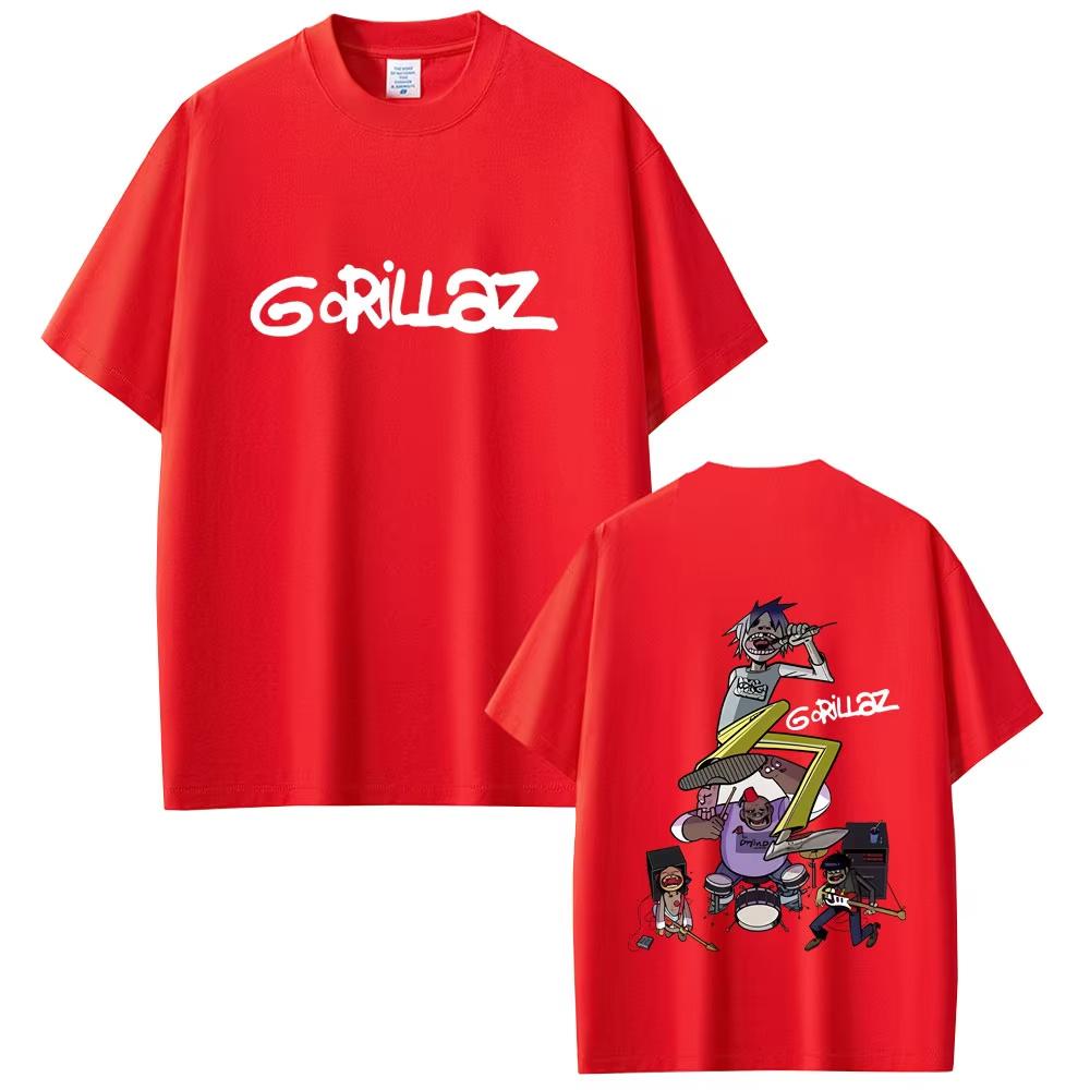 Музыкальная группа Gorillaz Графические футболки Мужские Женские Мода Винтаж Оверсайз Уличная одежда Мягкий Хлопок Футболки Топы
