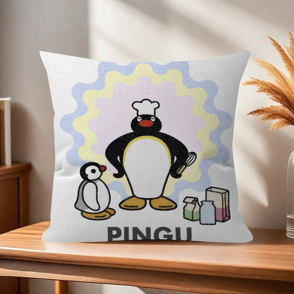 Pingu Cartoon Cute Pillow Gift Home Office Decoration Bedroom Sofa Car Cushion Cover case x