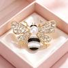 Sparkling Rhinestone Bee Brooch Faux Pearl Gold Plated Vintage Scarf Pin for Women Outdoor Picnic Wear Gift for Friend