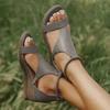 Women's Plus Size Gladiator Sandals Retro Wedge Heel Back Zip Summer Shoes