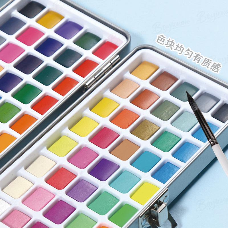 Tin Box: 100-Color Portable Watercolor Paint Set for Kids DIY Nail Art & Painting