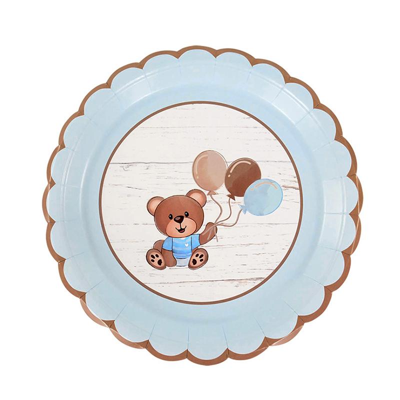 Одноразовая посуда «Плюшевый мишка» для мальчика, девочки, принадлежности для детского праздника, бумажные тарелки, стаканчики, украшение для детского дня рождения, подарочный пакет, воздушный шар