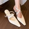 Мода 2025 Новый бренд Женские тапочки Модные Острый носок Слипоны Женские Элегантные Мюли Обувь Тонкий Низкий каблук Уличные Туфли-лодочки для платья