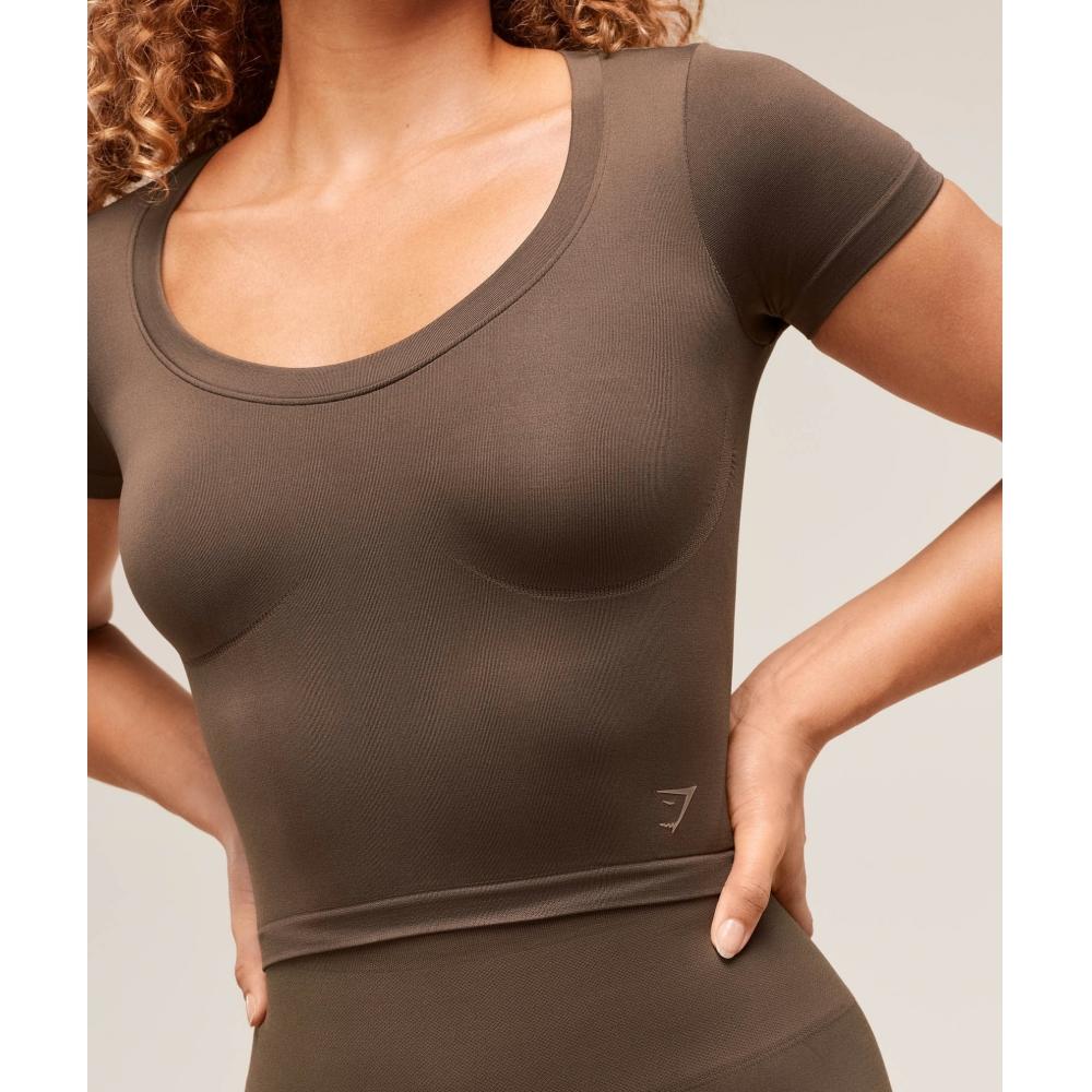 Gymshark Футболка миди Soft SculpT орехово-коричневый B3b1e Nccz