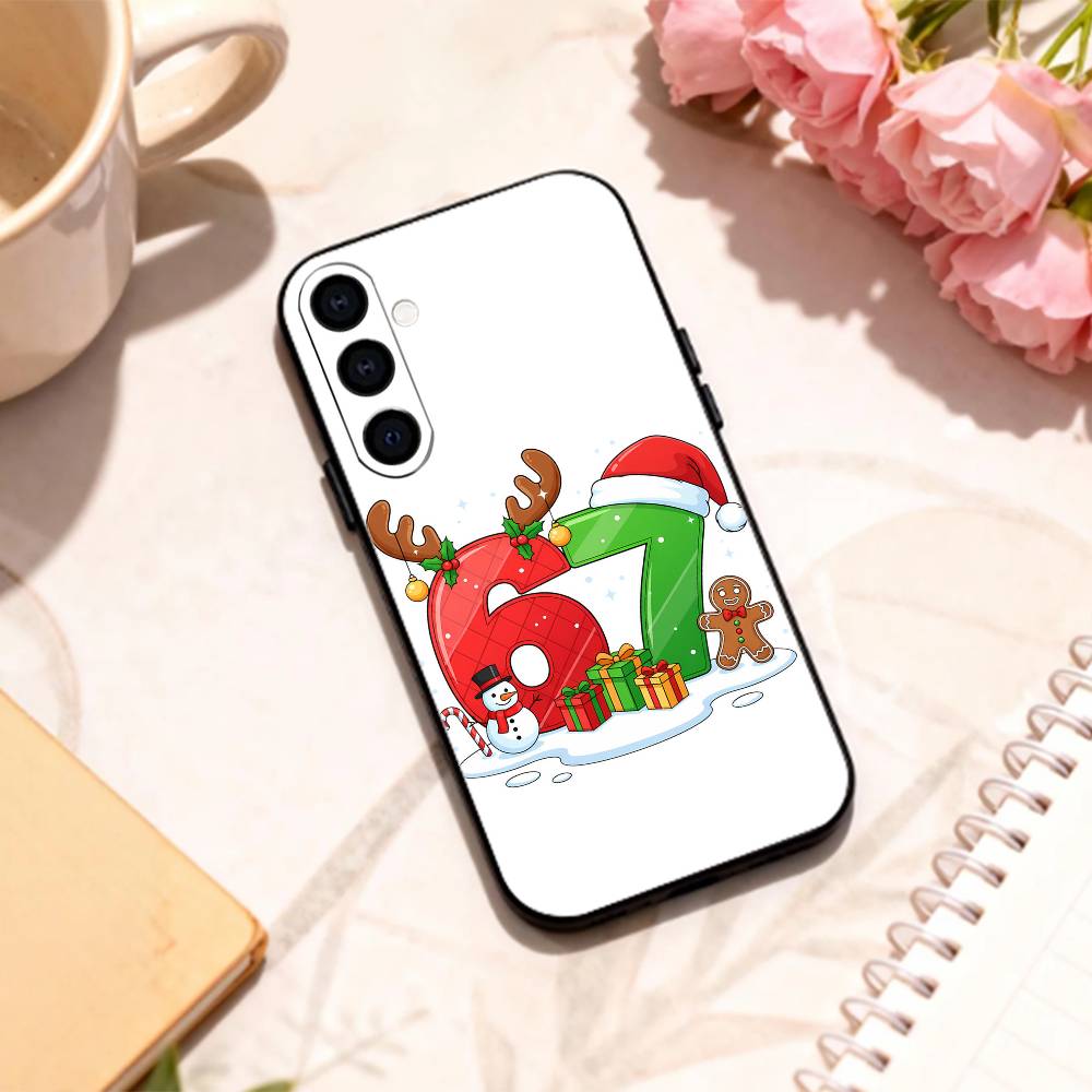 67 S-Six Seven Viral Slang phone Case For Samsung Galaxy A73,A72,A71,A70,A53,A52,A51,Others Soft Black Shell