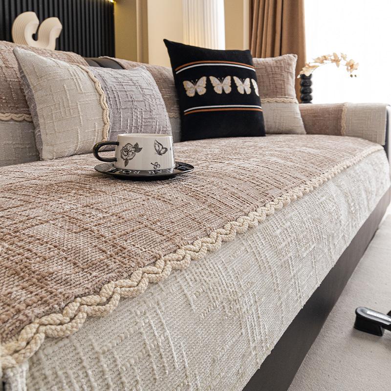 Универсальная подушка для дивана Chenier на четыре сезона, простая кремовая накидка на диван в стиле вафли для гостиной, нескользящая накидка на диван