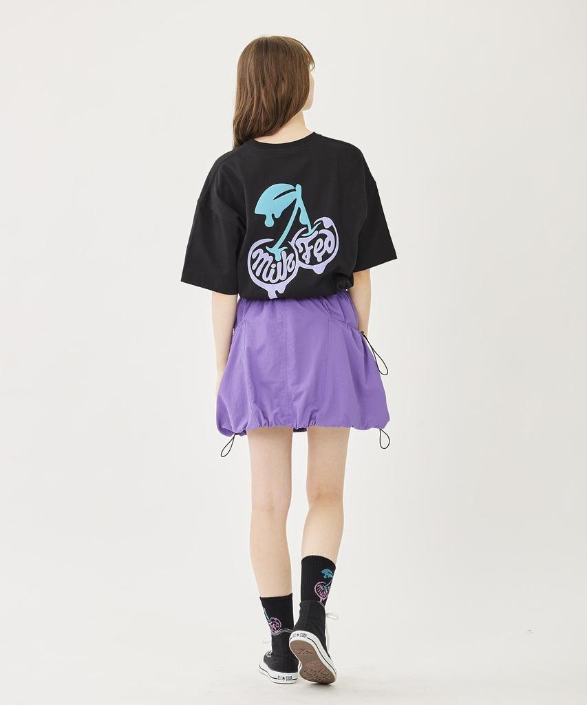 Milkfed Casual Melt Cherry Wide Shorts Tee In Black Women's