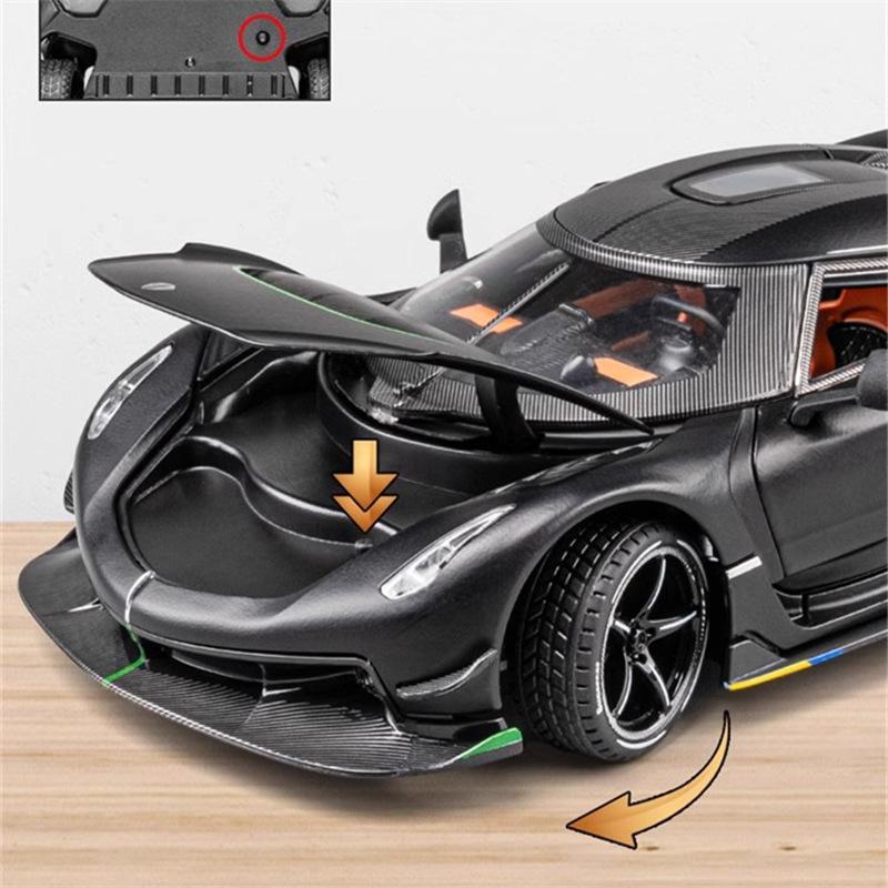 1/24 Koenigsegg Jesko Attack Alloy Sports Car Model Diecast Metal Racing Car Model Simulation Sound and Light Children Toy Gift