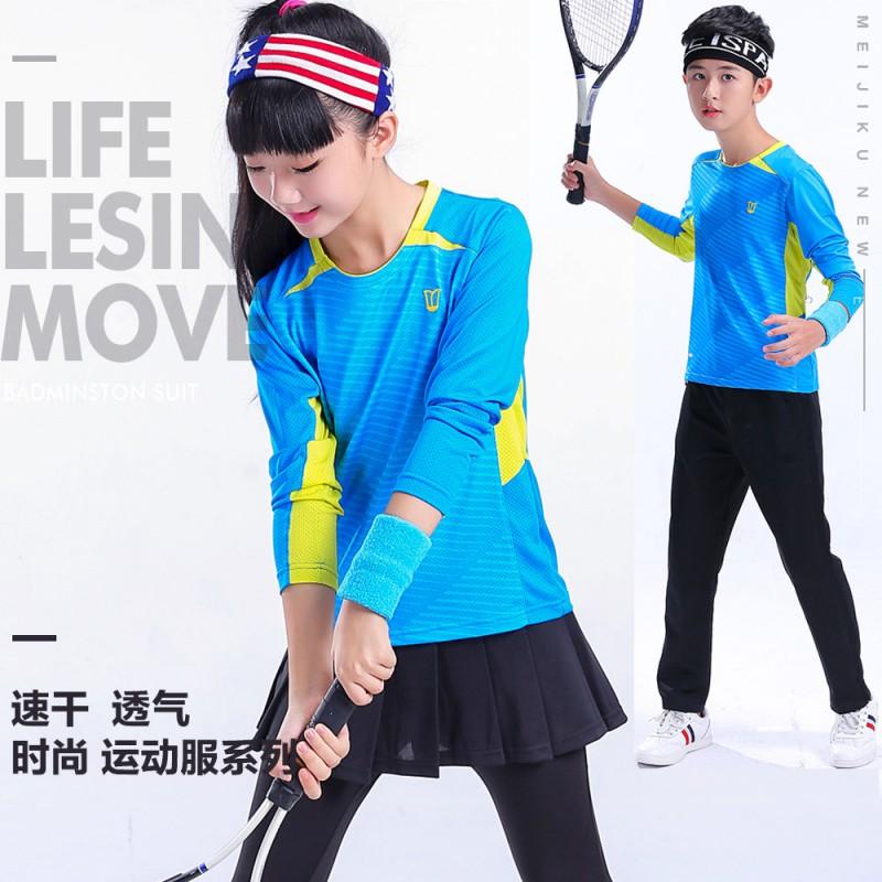 Kids Unisex Long Sleeve Sports Set Badminton Table Tennis Running Gym Fitness Winter Quick Dry Athletic Outfit