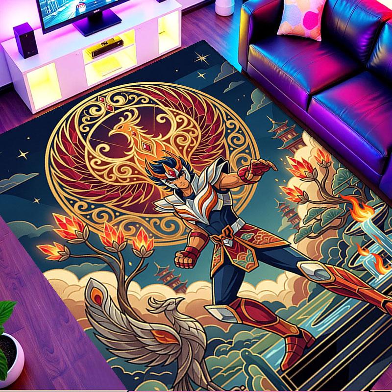 Saint Seiya Print Rug, Washable Floor Carpet, For Entryway Dorm Laundry Room Office Study, Home Decor Birthday Christmas Gift