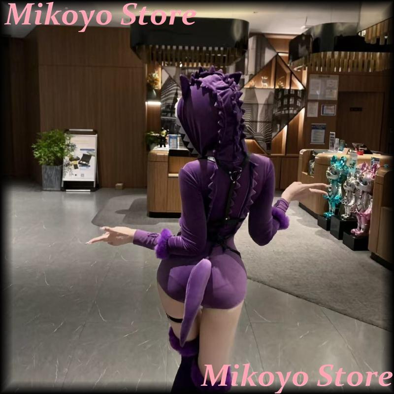 Gengar Cosplay Costume Halloween Christmas Comic size S-XL Plus Size Game Poke mon Newly Dress Exquisite Purple plush Dress