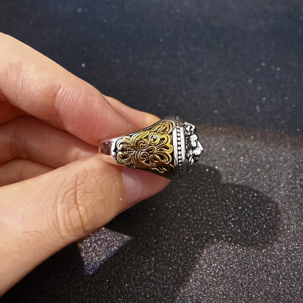 Ретро Лев Золотая Плющевая Лоза Регулируемое Открытое Кольцо для Мужчин Панк Готика Дерзкие Медные Украшения Аксессуары для Байкеров Мужской Талисман Подарок